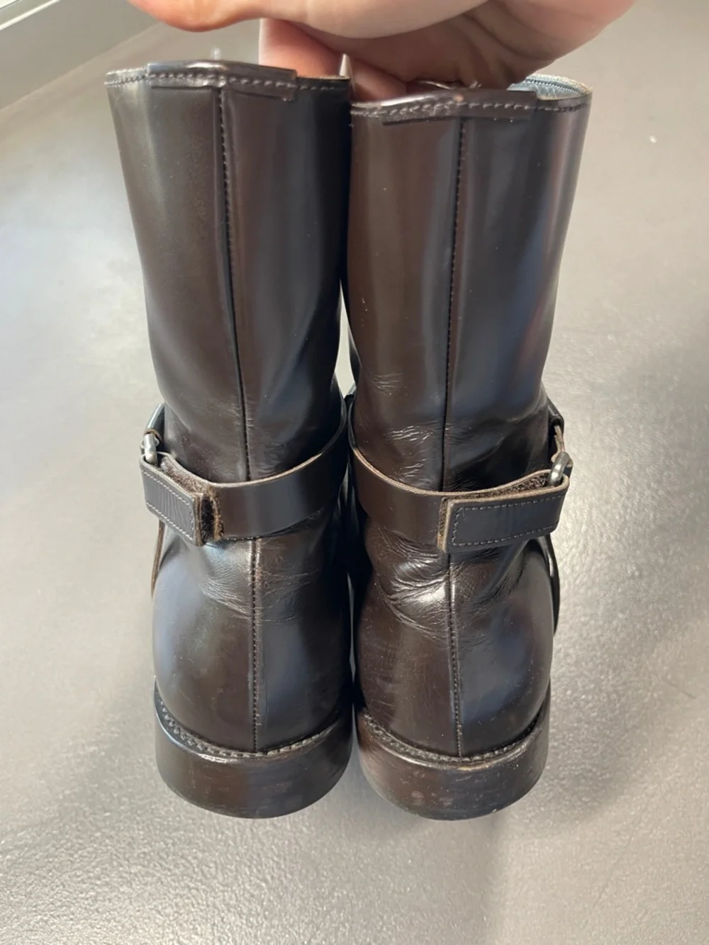 JIL SANDER Mens Brown Smooth Leather Mid-Calf Lace Up Harness Belt Boots Size 7